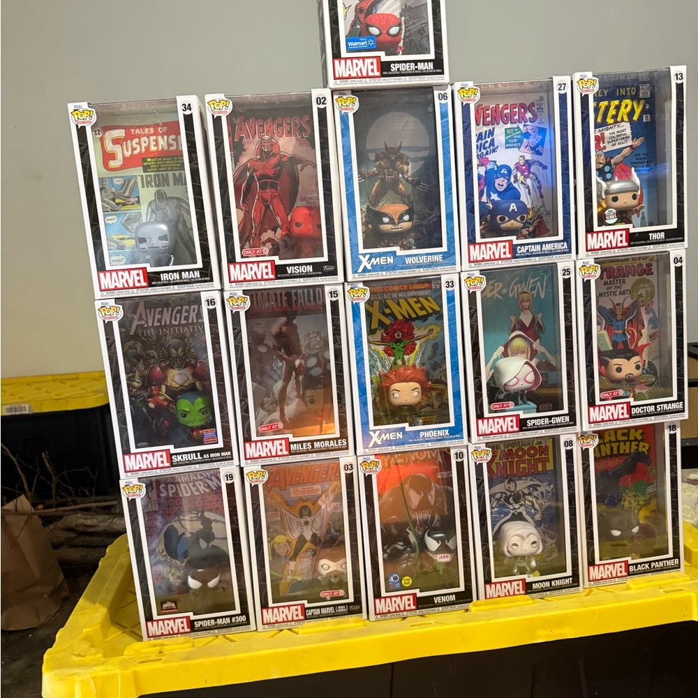 Marvel Funko Pop Set with Red and Blue Accents